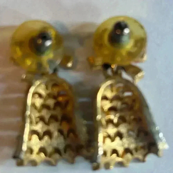 2 pairs of Vintage Christmas Holly Red Rhinestone Earrings and Bell earrings. - Picture 2 of 4
